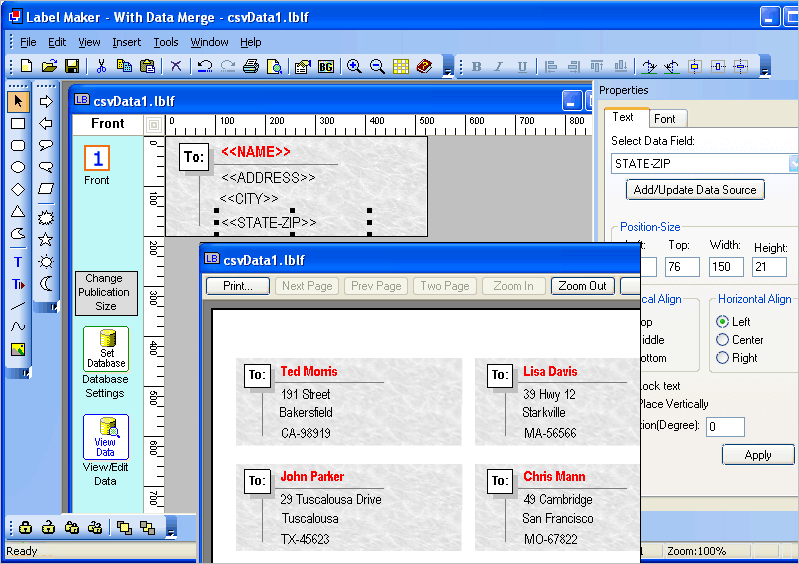Belltech Label Maker With Data Merge Screenshot